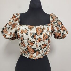 Windsor Womens Puff Sleeve Forest Fairy Cottagecore Corset Top‎ Size S Festival